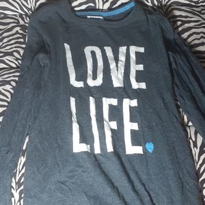 Old Navy Gray Sweater w Quote Print & Heart Size M